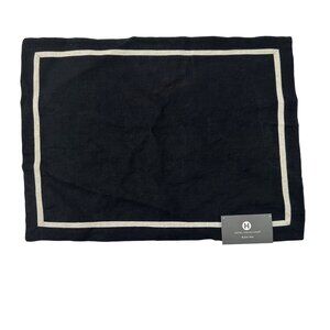 Set Of 4 Hotel Collection Black Linen Placemats With Khaki Trim 14" x 19"